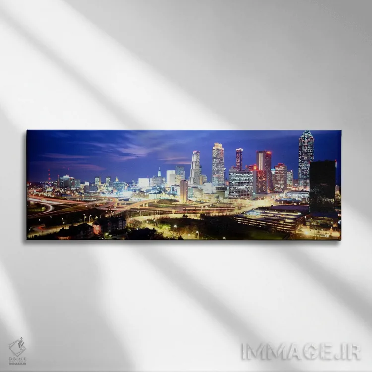 تابلو Atlanta, Georgia, USA,ساختمانهای نورانی هنگام غروب، آتلانتا، جورجیا، آمریکا اثر پانورامیک ایمجز (استودیو عکاسی عریض) - نمای روبهرو روی دیوار