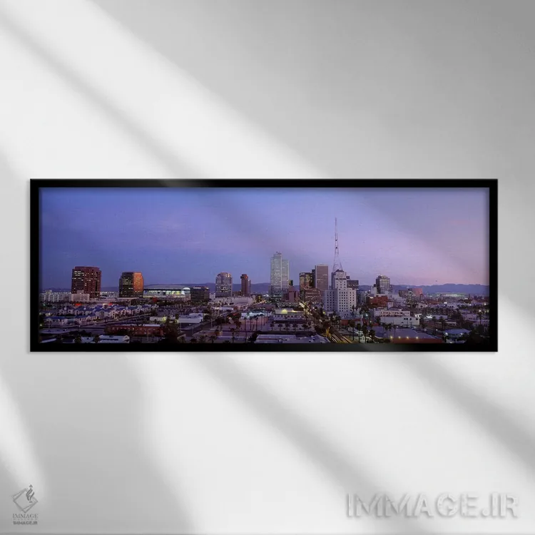 تابلو Phoenix, Arizona, Maricopa County, USA,خط افق مرکز شهر هنگام غروب، فینیکس، آریزونا، شهرستان مریکوپا، آمریکا اثر پانورامیک ایمجز (استودیو عکاسی عریض) - نمای قابدار مشکی