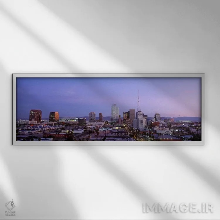 تابلو Phoenix, Arizona, Maricopa County, USA,خط افق مرکز شهر هنگام غروب، فینیکس، آریزونا، شهرستان مریکوپا، آمریکا اثر پانورامیک ایمجز (استودیو عکاسی عریض) - نمای قابدار سفید