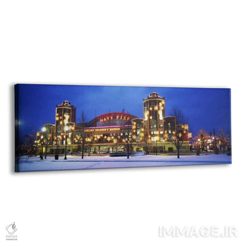 تابلو Navy Pier, Chicago, Illinois, USA,نمای بیرونی نورانی ساختمان در هنگام غروب، ناب پیِر، شیکاگو، ایلینوی، آمریکا اثر پانورامیک ایمجز (استودیو عکاسی عریض) - نمای پرسپکتیو محصول