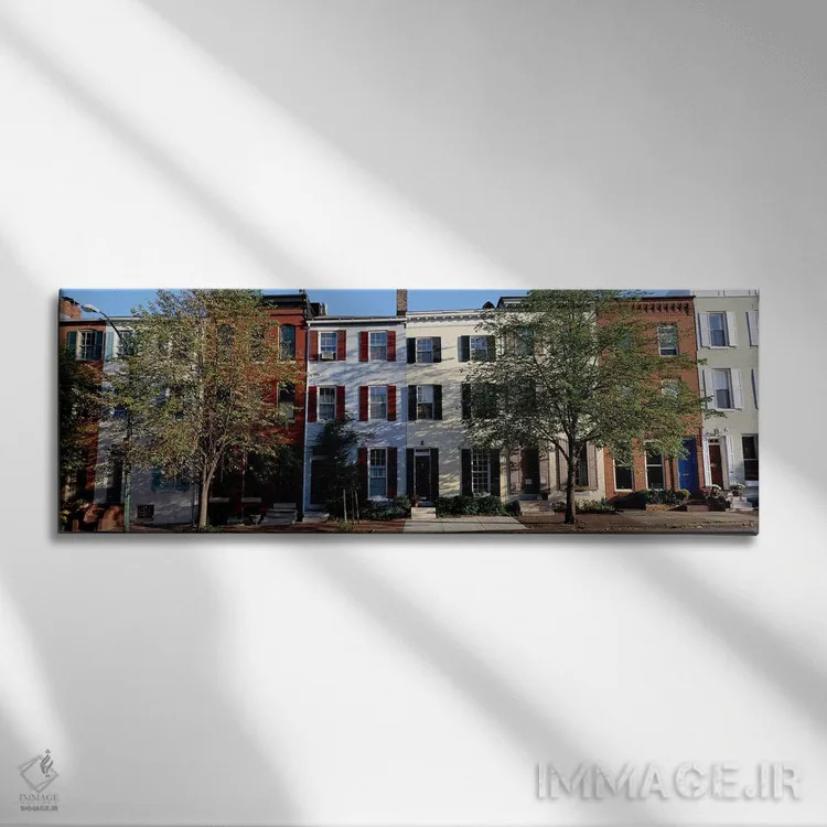 تابلو Philadelphia,خانههای ردیفی، فیلادلفیا اثر پانورامیک ایمجز (استودیو عکاسی عریض) - نمای روبهرو روی دیوار