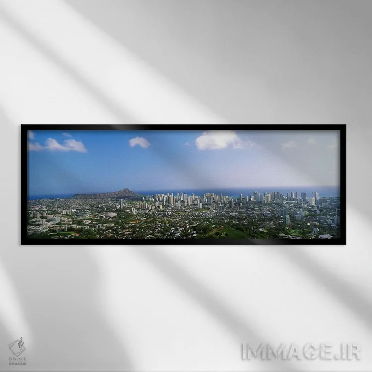 تابلو Hawaii,هونولولو، هاوایی اثر پانورامیک ایمجز (استودیو عکاسی عریض) - نمای قابدار مشکی