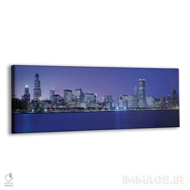 تابلو Chicago, Cook County, Illinois, USA,خط افق مرکز شهر در غروب، شیکاگو، شهرستان کوک، ایلینوی، آمریکا اثر پانورامیک ایمجز (استودیو عکاسی عریض) - نمای پرسپکتیو محصول
