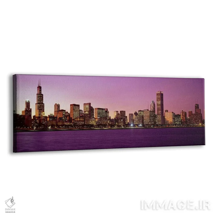 تابلو Illinois, USA,خط افق شیکاگو در غروب آفتاب، ایلینوی، آمریکا اثر پانورامیک ایمجز (استودیو عکاسی عریض) - نمای پرسپکتیو محصول