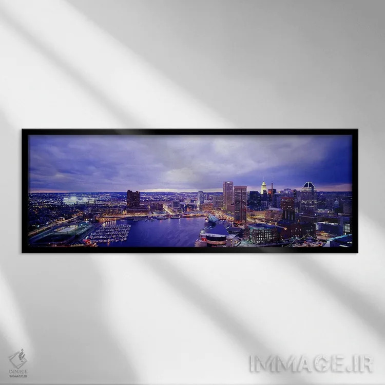 تابلو Maryland, Baltimore, cityscape,آمریکا، مریلند، بالتیمور، نمای شهری اثر پانورامیک ایمجز (استودیو عکاسی عریض) - نمای قابدار مشکی