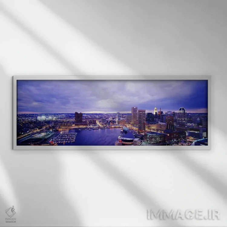تابلو Maryland, Baltimore, cityscape,آمریکا، مریلند، بالتیمور، نمای شهری اثر پانورامیک ایمجز (استودیو عکاسی عریض) - نمای قابدار سفید