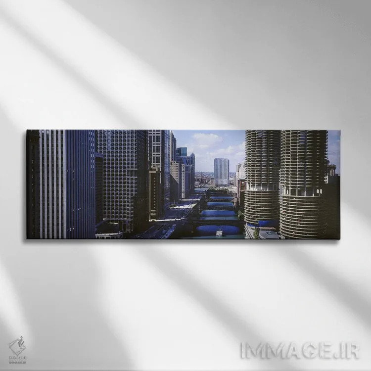 تابلو Chicago, Illinois, USA,معماری در امتداد رودخانه شیکاگو، ایلینوی، آمریکا اثر پانورامیک ایمجز (استودیو عکاسی عریض) - نمای روبهرو روی دیوار
