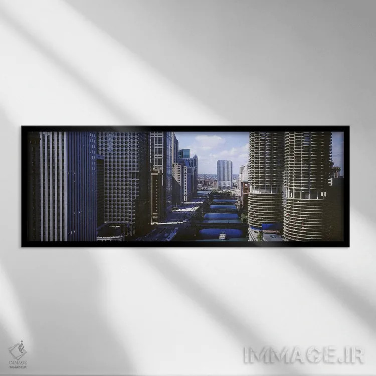 تابلو Chicago, Illinois, USA,معماری در امتداد رودخانه شیکاگو، ایلینوی، آمریکا اثر پانورامیک ایمجز (استودیو عکاسی عریض) - نمای قابدار مشکی