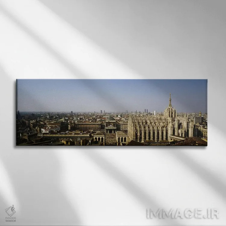 تابلو Duomo di Milano, Lombardia, Italy,نمای هوایی از یک کلیسای جامع در شهر، دومو دی میلانو، لومباردیا، ایتالیا اثر پانورامیک ایمجز (استودیو عکاسی عریض) - نمای روبهرو روی دیوار