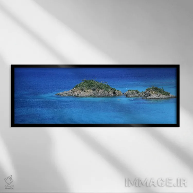 تابلو خلیج ترانک، پارک ملی جزایر ویرجین، سنت جان، جزایر ویرجین آمریکا اثر پانورامیک ایمجز (استودیو عکاسی عریض) - نمای قابدار مشکی