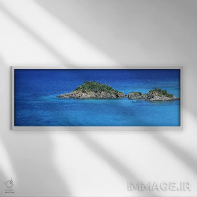 تابلو خلیج ترانک، پارک ملی جزایر ویرجین، سنت جان، جزایر ویرجین آمریکا اثر پانورامیک ایمجز (استودیو عکاسی عریض) - نمای قابدار سفید