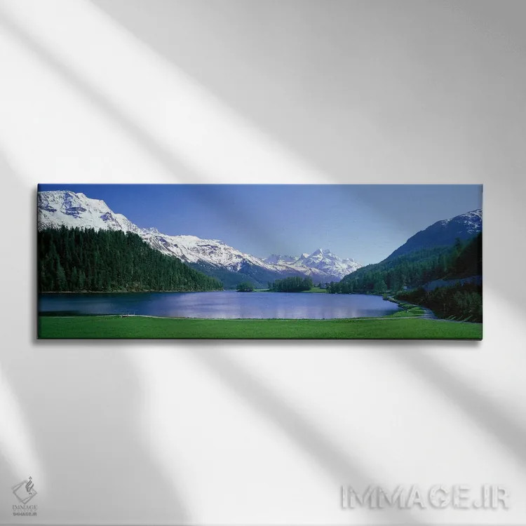 تابلو دریاچه سیلورپلَنر سنت موریتز سوئیس اثر پانورامیک ایمجز (استودیو عکاسی عریض) - نمای روبهرو روی دیوار