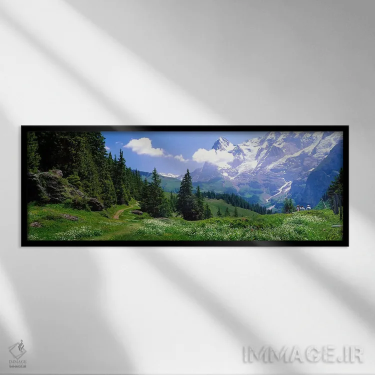 تابلو منظره آلپی نزدیک موررن، سوئیس اثر پانورامیک ایمجز (استودیو عکاسی عریض) - نمای قابدار مشکی