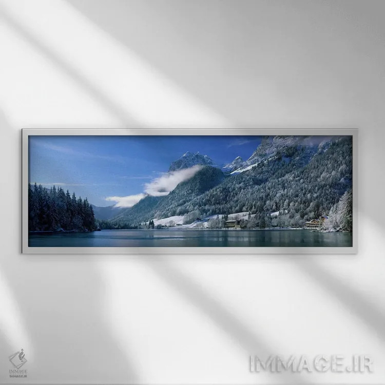 تابلو دریاچه هینترزی، باواریا، آلمان اثر پانورامیک ایمجز (استودیو عکاسی عریض) - نمای قابدار سفید
