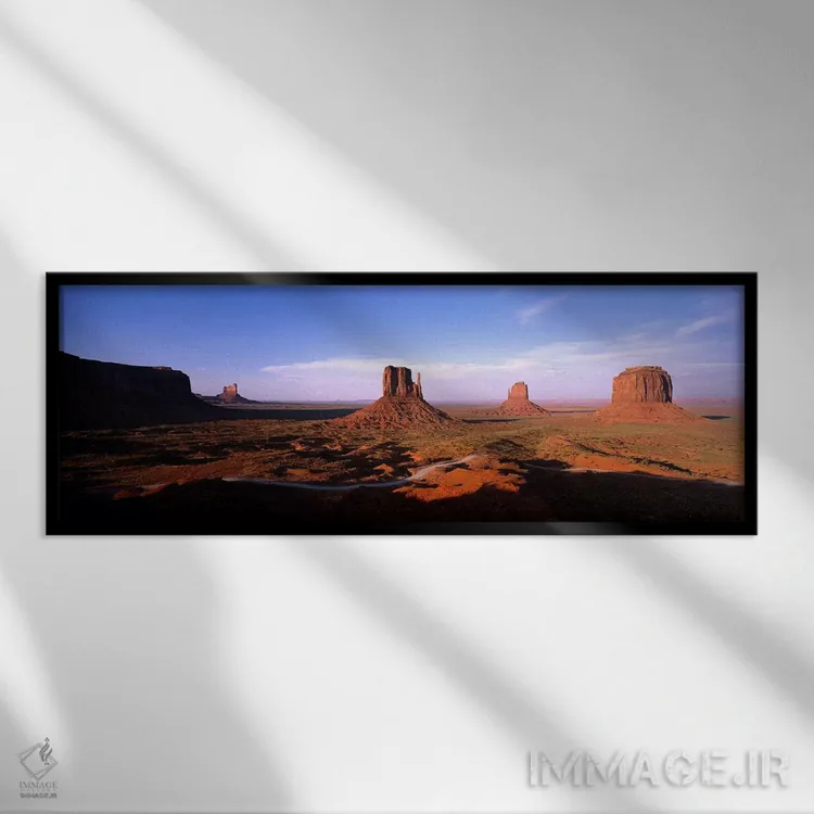 تابلو Monument Valley, Navajo Nation, Arizona, USA,سایههای روز نزدیک میتنز و بوت مریِک، دره مانیومنت، ملت ناواهو، آریزونا، آمریکا اثر پانورامیک ایمجز (استودیو عکاسی عریض) - نمای قابدار مشکی