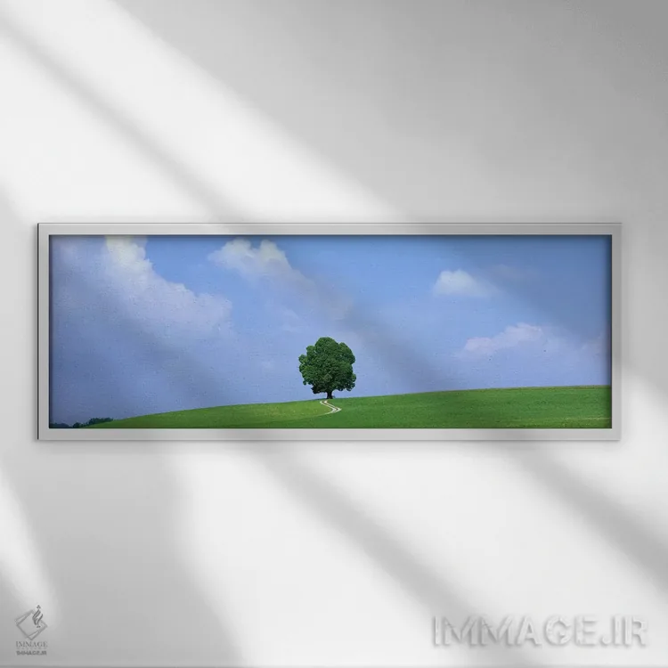 تابلو درخت تنها روی تپه، سالزکامرگوت اتریش اثر پانورامیک ایمجز (استودیو عکاسی عریض) - نمای قابدار سفید
