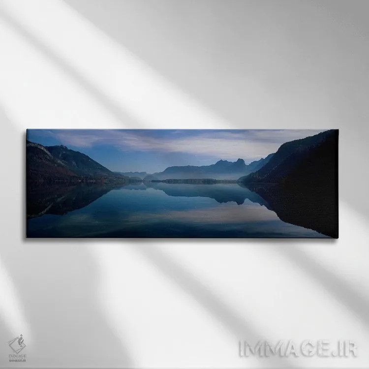 تابلو دریاچه وولفگانگزی و آلپها، سالزکامرگوت اتریش اثر پانورامیک ایمجز (استودیو عکاسی عریض) - نمای روبهرو روی دیوار