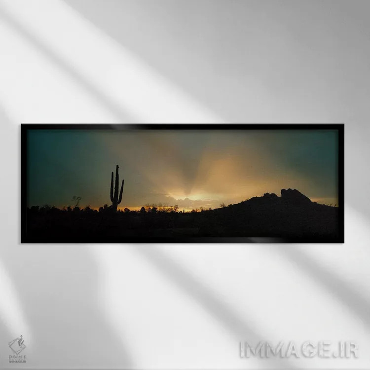 تابلو Near Phoenix, Arizona, USA,اشعههای آفتاب بیابان، نزدیک فینیکس، آریزونا، آمریکا اثر پانورامیک ایمجز (استودیو عکاسی عریض) - نمای قابدار مشکی
