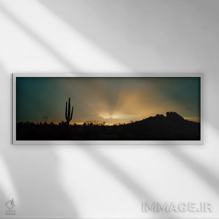 تابلو Near Phoenix, Arizona, USA,اشعههای آفتاب بیابان، نزدیک فینیکس، آریزونا، آمریکا اثر پانورامیک ایمجز (استودیو عکاسی عریض) - نمای قابدار سفید