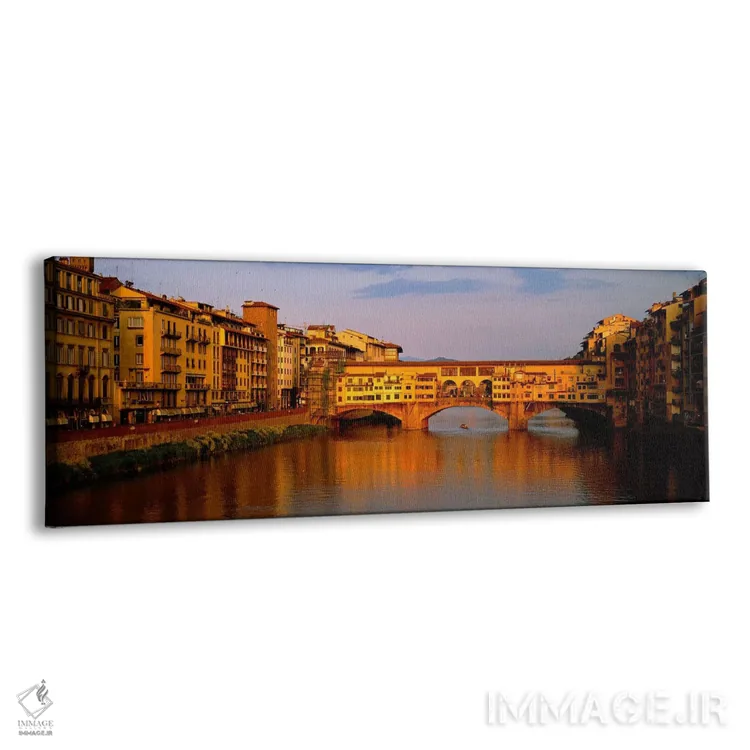 تابلو پل پونته وکیو، رود آرنو، فلورانس ایتالیا اثر پانورامیک ایمجز (استودیو عکاسی عریض) - نمای پرسپکتیو محصول