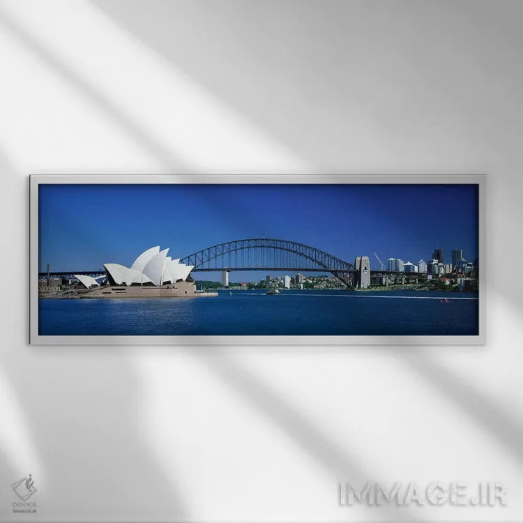 تابلو Sydney, New South Wales, Commonealth Of Australia,بندر سیدنی، نیو ساوت ولز، استرالیا اثر پانورامیک ایمجز (استودیو عکاسی عریض) - نمای قابدار سفید