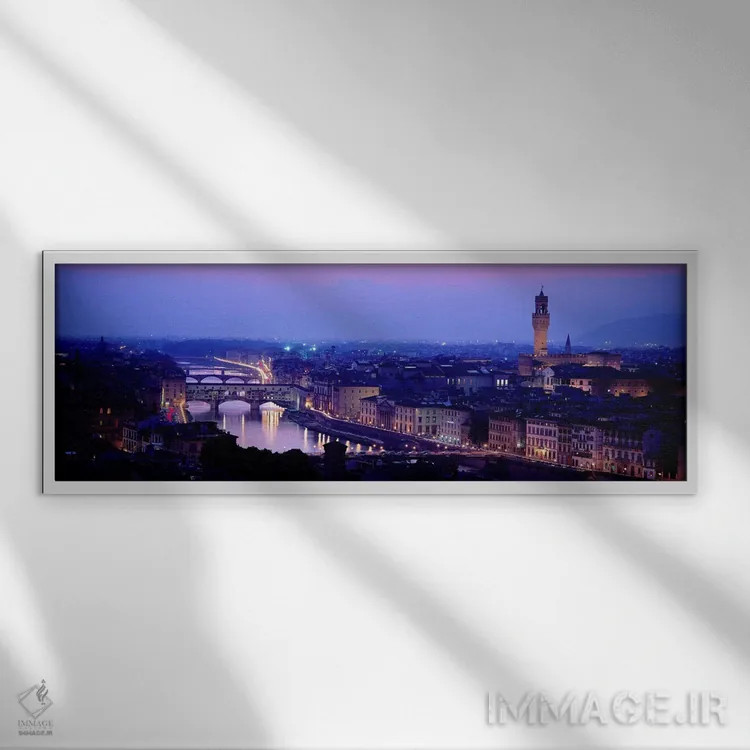 تابلو رود آرنو، فلورانس ایتالیا اثر پانورامیک ایمجز (استودیو عکاسی عریض) - نمای قابدار سفید