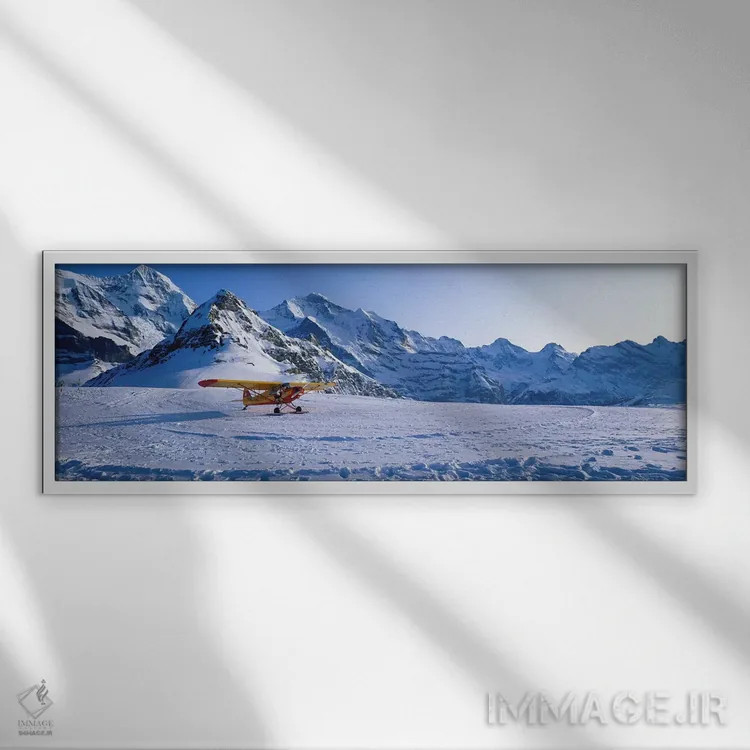 تابلو هواپیمای اسکیدار مانلیشن، سوئیس اثر پانورامیک ایمجز (استودیو عکاسی عریض) - نمای قابدار سفید