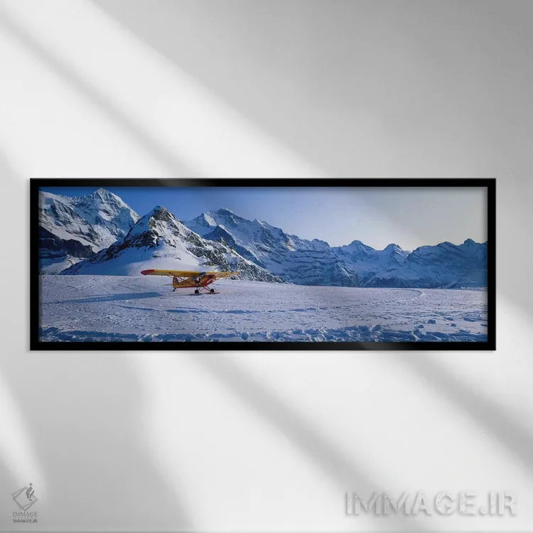 تابلو هواپیمای اسکیدار مانلیشن، سوئیس اثر پانورامیک ایمجز (استودیو عکاسی عریض) - نمای قابدار مشکی