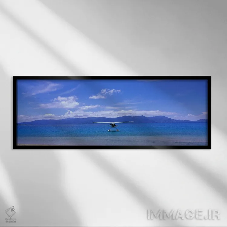 تابلو هواپیمای آبنشین، جزیره هوپ، دیواره بزرگ مرجانی استرالیا اثر پانورامیک ایمجز (استودیو عکاسی عریض) - نمای قابدار مشکی