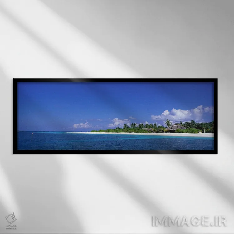 تابلو منظره ساحل، مالدیو اثر پانورامیک ایمجز (استودیو عکاسی عریض) - نمای قابدار مشکی