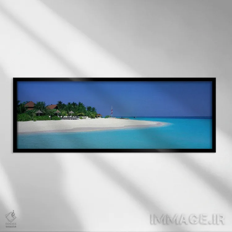 تابلو ساحل لاگونا، مالدیو اثر پانورامیک ایمجز (استودیو عکاسی عریض) - نمای قابدار مشکی