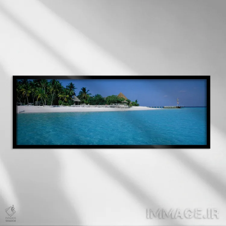 تابلو اقامتگاه جزیره تولهاگیری، مالدیو اثر پانورامیک ایمجز (استودیو عکاسی عریض) - نمای قابدار مشکی
