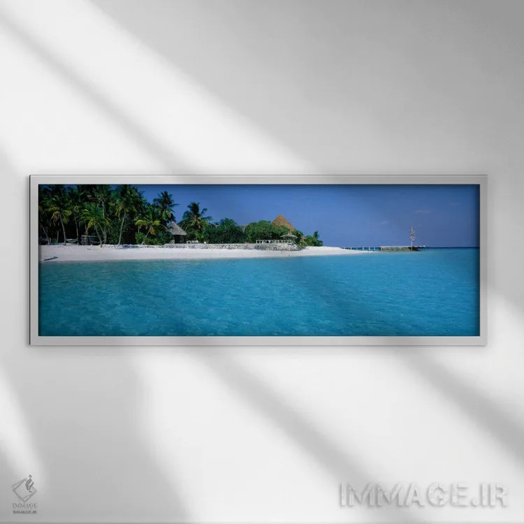 تابلو اقامتگاه جزیره تولهاگیری، مالدیو اثر پانورامیک ایمجز (استودیو عکاسی عریض) - نمای قابدار سفید