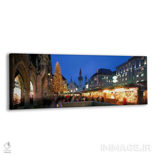 تابلو Marienplatz, Munich, Bavaria, Germany,شب کریسمس، مارینپلاتز، مونیخ، باواریا، آلمان اثر پانورامیک ایمجز (استودیو عکاسی عریض) - نمای پرسپکتیو محصول