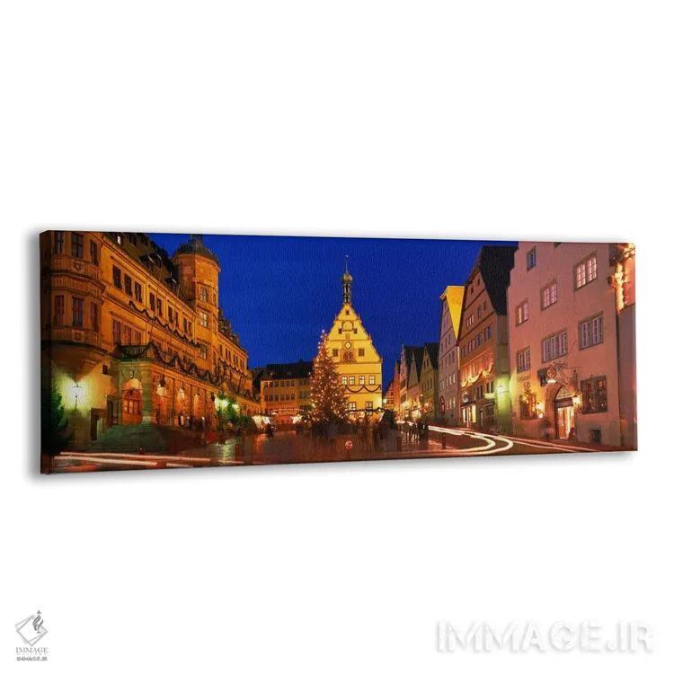 تابلو Marktplatz, Rothenburg ob der Tauber, Bavaria, Germany,شب کریسمس در مارکتپلاتز، روتنبورگ اُب در تاوبر، باواریا، آلمان اثر پانورامیک ایمجز (استودیو عکاسی عریض) - نمای پرسپکتیو محصول