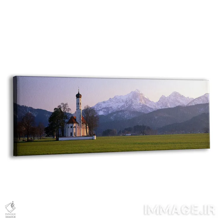 تابلو کلیسای سنت کولومان و آلپها، شوانگاو، باواریا، آلمان اثر پانورامیک ایمجز (استودیو عکاسی عریض) - نمای پرسپکتیو محصول