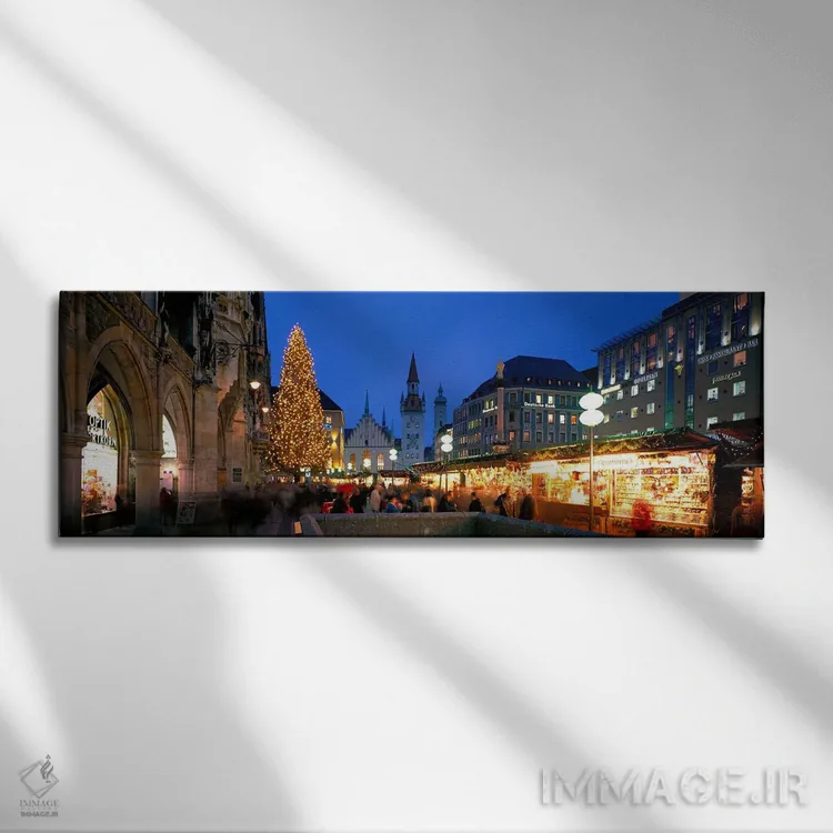 تابلو Marienplatz, Munich, Bavaria, Germany,شب کریسمس، مارینپلاتز، مونیخ، باواریا، آلمان اثر پانورامیک ایمجز (استودیو عکاسی عریض) - نمای روبهرو روی دیوار