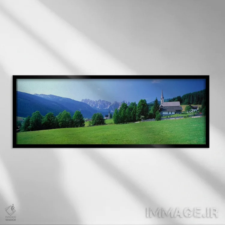 تابلو کلیساهای روستایی نزدیک داکشتاین گوزاو، اتریش اثر پانورامیک ایمجز (استودیو عکاسی عریض) - نمای قابدار مشکی