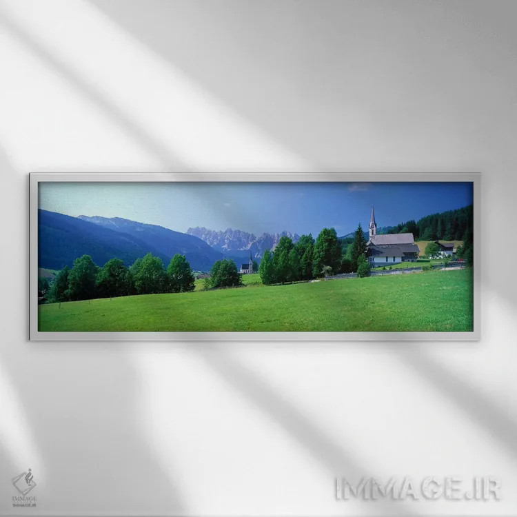 تابلو کلیساهای روستایی نزدیک داکشتاین گوزاو، اتریش اثر پانورامیک ایمجز (استودیو عکاسی عریض) - نمای قابدار سفید