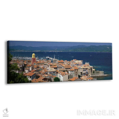 تابلو Saint-Tropez, Provence-Alpes-Cote d'Azur, France,نمایی از بالا از منظره ساحلی، سن تروپه، پروونس-آلپ-کوت دازور، فرانسه اثر پانورامیک ایمجز (استودیو عکاسی عریض) - نمای پرسپکتیو محصول