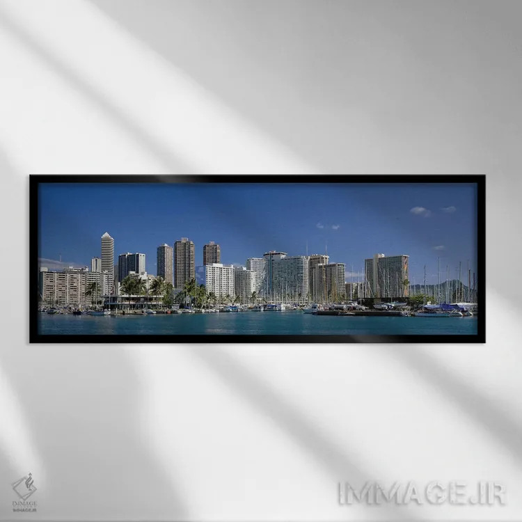 تابلو هونولولو، هاوایی (۴) اثر پانورامیک ایمجز (استودیو عکاسی عریض) - نمای قابدار مشکی