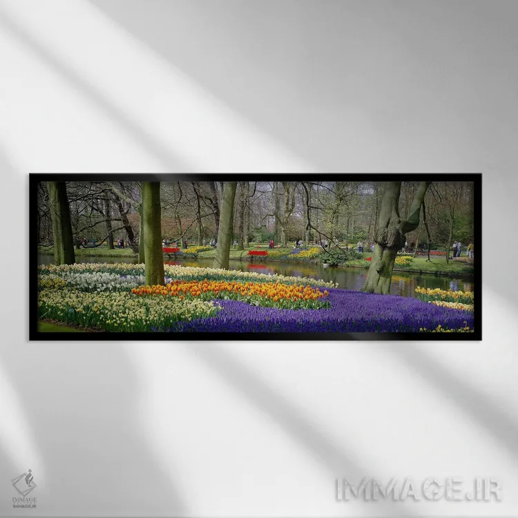 تابلو باغ کوکنهوف، لیسه، هلند اثر پانورامیک ایمجز (استودیو عکاسی عریض) - نمای قابدار مشکی