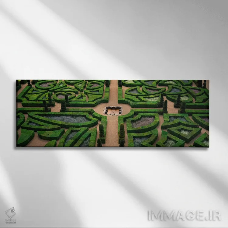 تابلو Ornamental Garden, Chateau de Villandry, Centre-Val de Loire, France,فواره سالن اول، باغ زینتی، قلعه ویاندری، سانتر-وال دو لوآر، فرانسه اثر پانورامیک ایمجز (استودیو عکاسی عریض) - نمای روبهرو روی دیوار