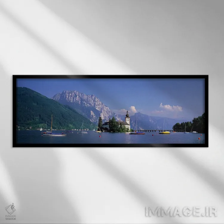تابلو دریاچه تراونزی، گموندن، اتریش اثر پانورامیک ایمجز (استودیو عکاسی عریض) - نمای قابدار مشکی