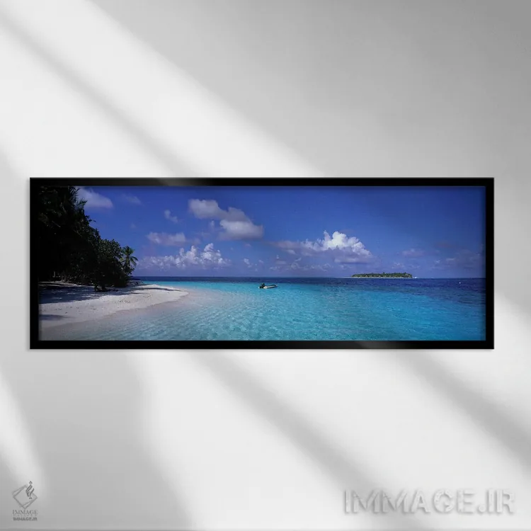 تابلو ساحل گرمسیری ایهرو، مالدیو اثر پانورامیک ایمجز (استودیو عکاسی عریض) - نمای قابدار مشکی