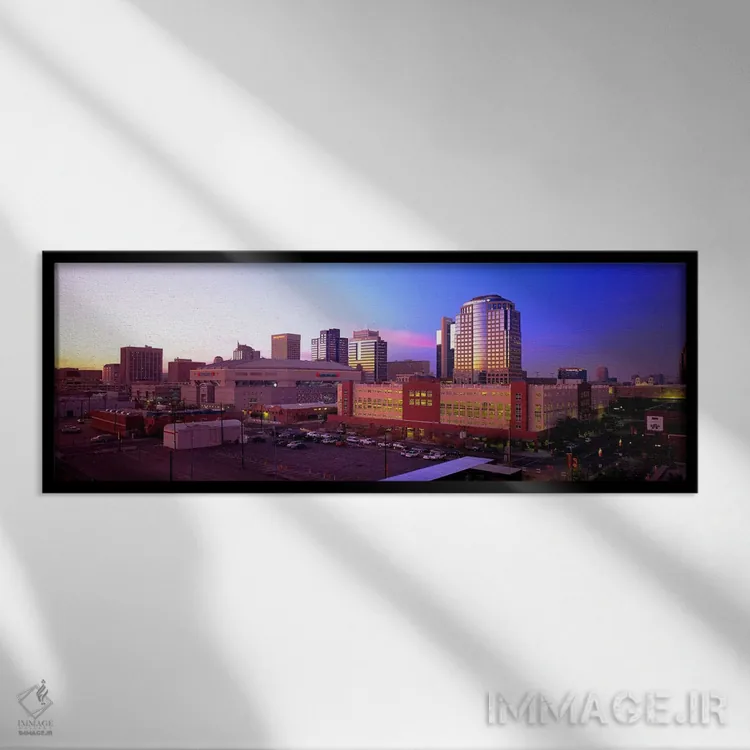 تابلو غروب فینیکس، آریزونا اثر پانورامیک ایمجز (استودیو عکاسی عریض) - نمای قابدار مشکی