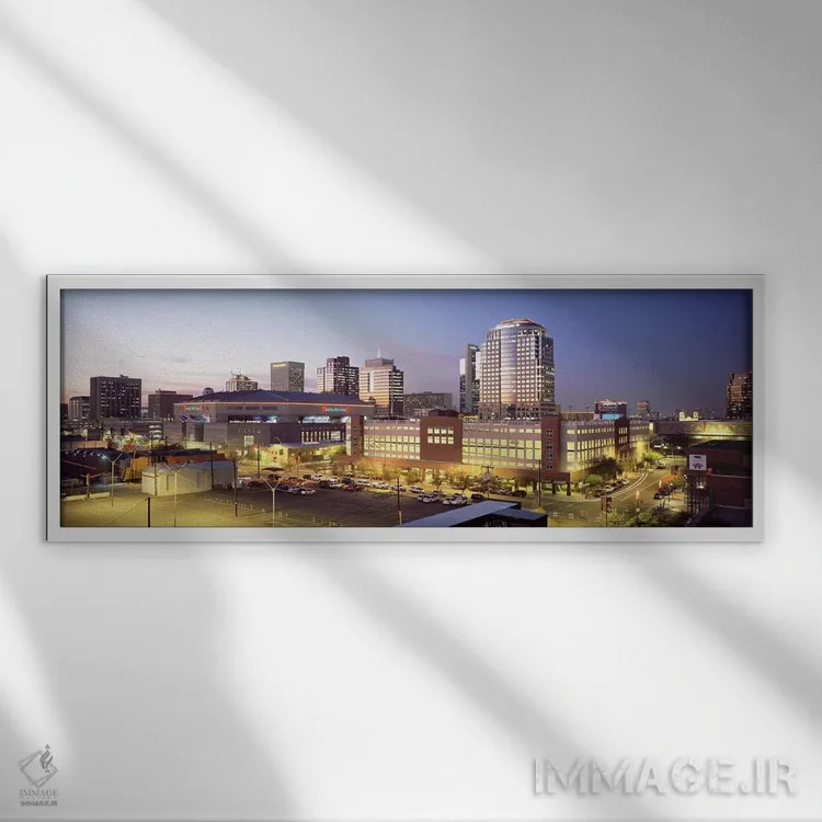 تابلو Phoenix, Arizona, USA,خط افق شهر هنگام غروب، فینیکس، آریزونا، ایالات متحده آمریکا اثر پانورامیک ایمجز (استودیو عکاسی عریض) - نمای قابدار سفید