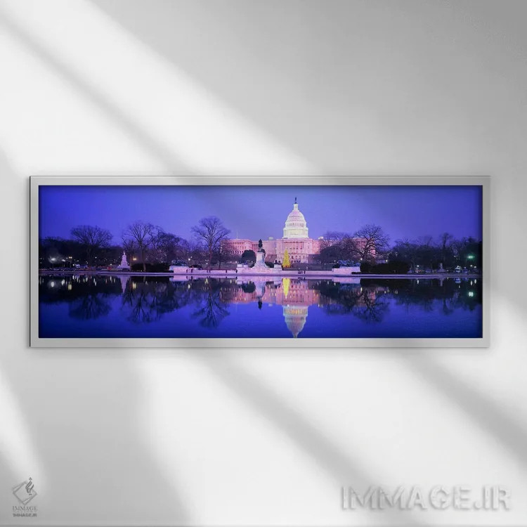 تابلو Washington DC, District of Columbia, USA,کریسمس در ساختمان کپیتال، واشینگتن دیسی، حوزه کلمبیا، ایالات متحده آمریکا اثر پانورامیک ایمجز (استودیو عکاسی عریض) - نمای قابدار سفید
