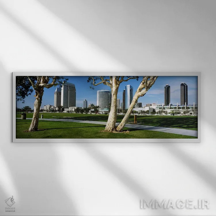 تابلو San Diego, California, USA,پارک مارینا امبارکادرو، سندیگو، کالیفرنیا، ایالات متحده آمریکا اثر پانورامیک ایمجز (استودیو عکاسی عریض) - نمای قابدار سفید