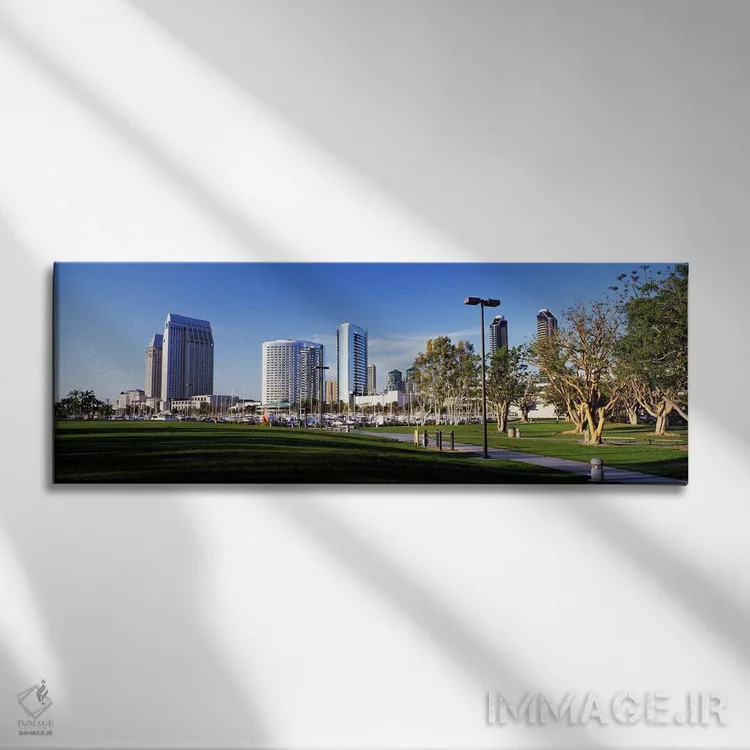 تابلو California, San Diego, Marina Park,پارک مارینا، سندیگو، کالیفرنیا، ایالات متحده آمریکا اثر پانورامیک ایمجز (استودیو عکاسی عریض) - نمای روبهرو روی دیوار